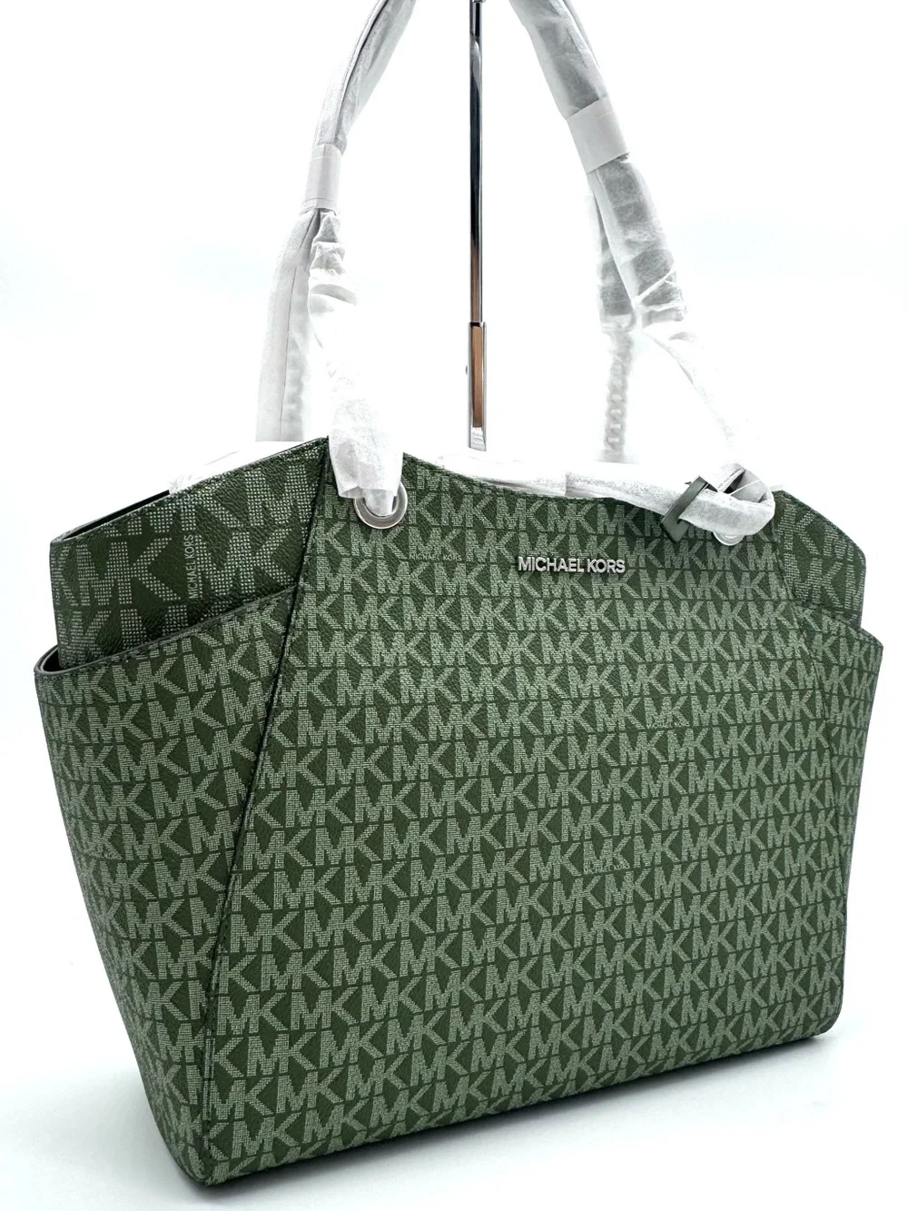 Michael Kors Jet Set Large Signature Logo Shoulder Bag - Amazon Green